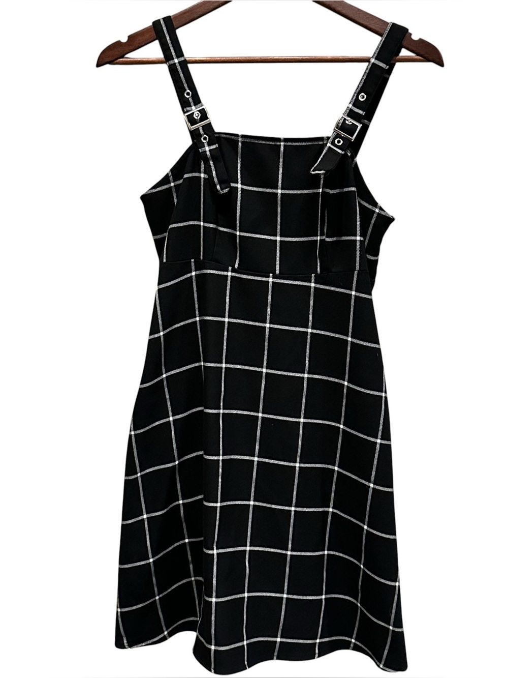 Hot Topic Black and White Buckle Strap Overall Dress Women’s Size Medium